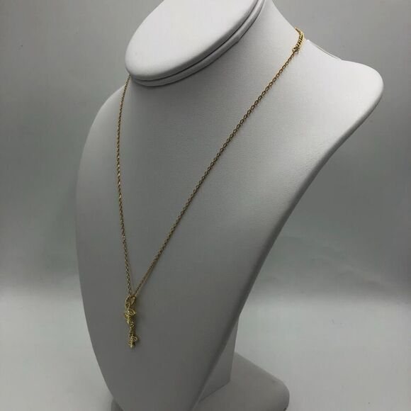 18K Gold Plated Butterfly Necklace Stainless Steel Cubic Zirconia Women's - Picture 5 of 10